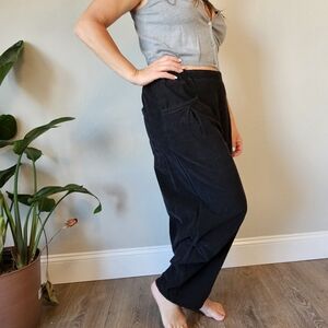 We The Free People Large Black Harem Style Wide Leg Pant Elastic Waist 33"